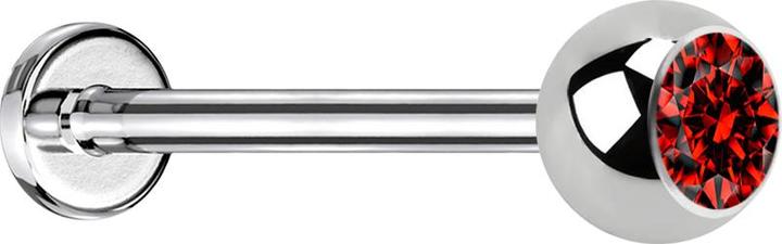 Produktbild Star Piercing Micro Labret silber mit Kugel und Kristall rot (ohne Messing, Chirurgenstahl 316L)