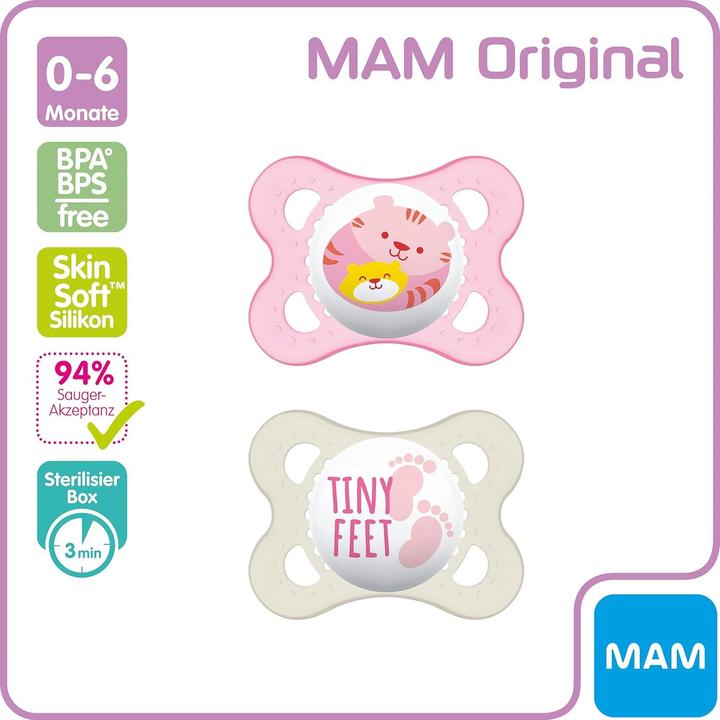 Immagine prodotto MAM Ciuccio originale in silicone, 2 pezzi, 0-6 mesi (2 x, fino a 6 M.)
