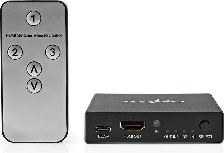 Actual product image Nedis HDMI ™ switch | 3-port port(s) | 3x HDMI™ input | HDMI™ output | 8K@60Hz | 45 Gbps | remote