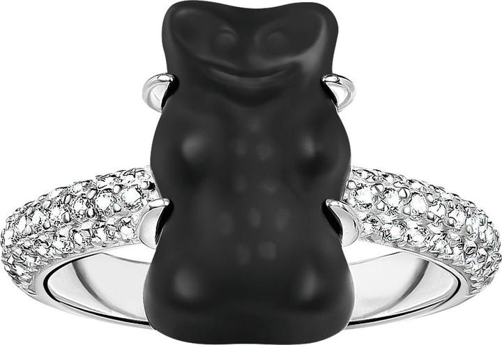 Produktbild Thomas Sabo Ring mit schwarzem Goldbären und Steinen (50, 925 Silber)