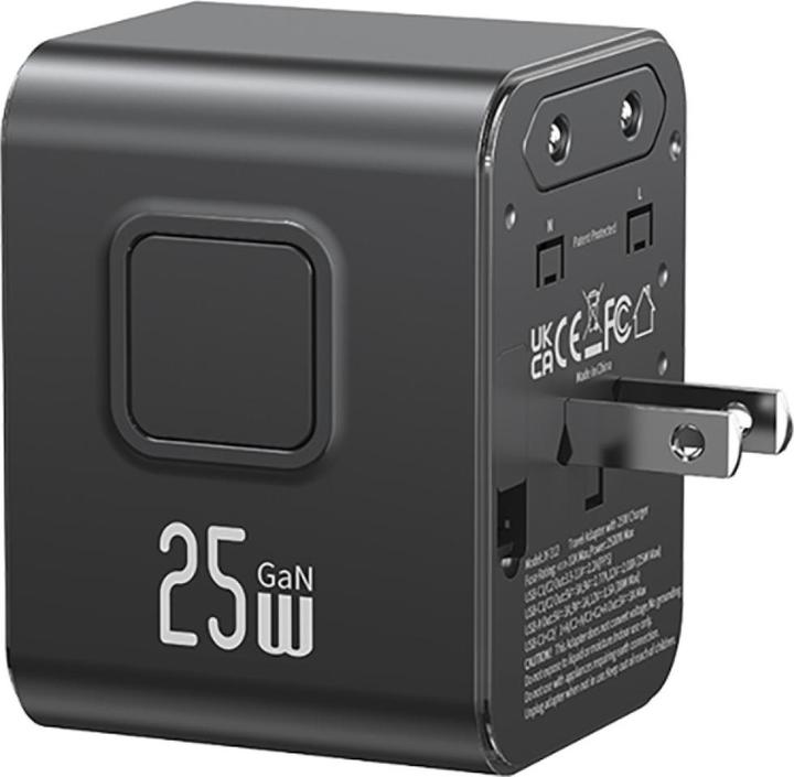 Produktbild Usams Travel Charger Adapter CC309 2xUSB-C 25W 4in1 US/AU/EU/UK black (25 W)