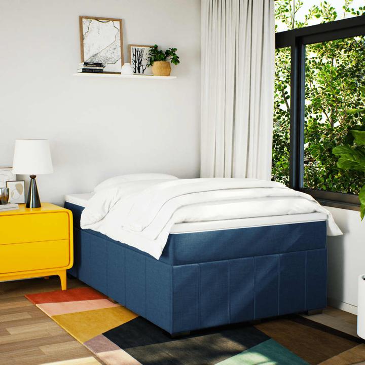 Actual product image VidaXL Box spring bed Upholstered bed Double bed Mattress Blue 160x200cm Fabric (160 x 200 cm, 160 x 200 cm)