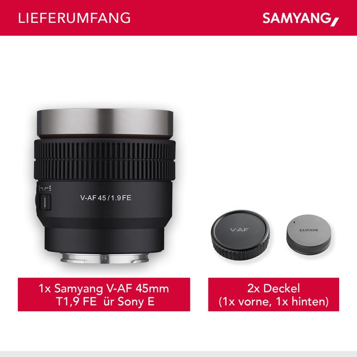 Produktbild Samyang V-AF 45mm T1,9 FE Sony E (Sony E, Vollformat)