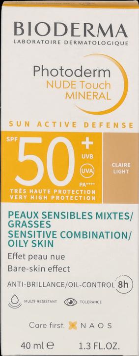 Image du produit Bioderma Photoderm Nude Touch Mineral SPF50+ claire (Crème solaire visage, SPF 50, 40 ml)