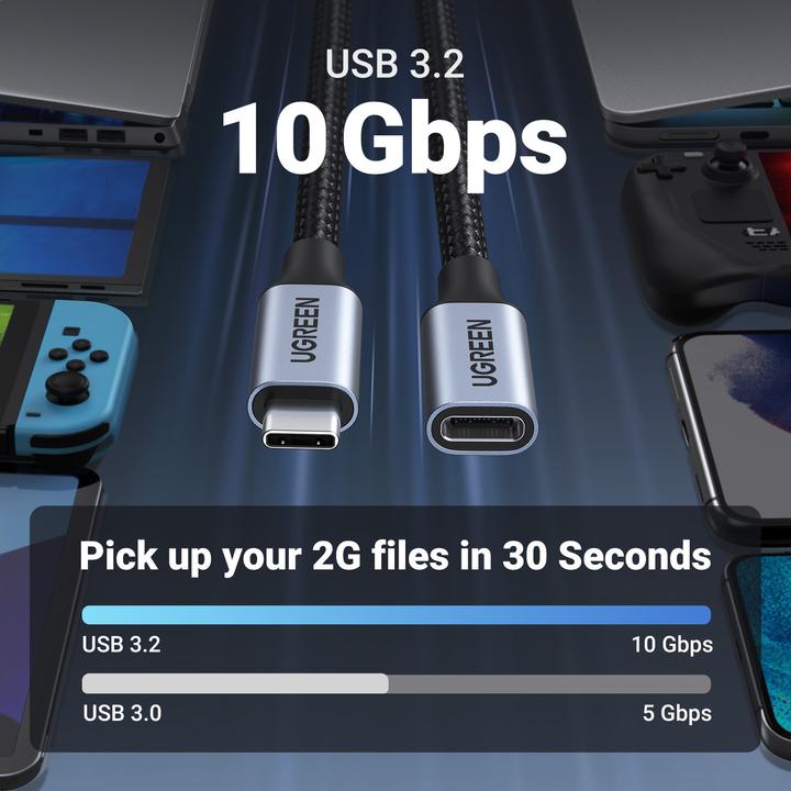 Image du produit Ugreen USB C – USB C (1 m, USB 3.1)