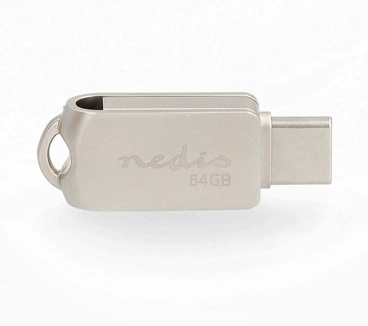 Actual product image Nedis Flash drive - 64 GB - USB-A/USB-C - Read speed: 90 MB/s - Write speed: (64 GB, USB-A, USB-C)