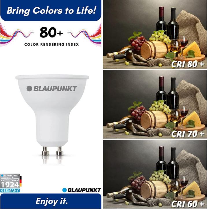 Image du produit Blaupunkt Ampoule LED GU10 - Spot - Reflecteur - 5W - Blanc Naturel 4000K - Spotlight - Pack de 4 (GU10, 5 W, 475 lm, 4 x, F)