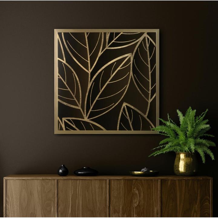 Produktbild Eurofirany LIMITIERTE SAMMLUNG Gemälde ALISMA2 mit Blattgolddruck in Goldrahmen, 53X53 cm (53 x 53 cm)