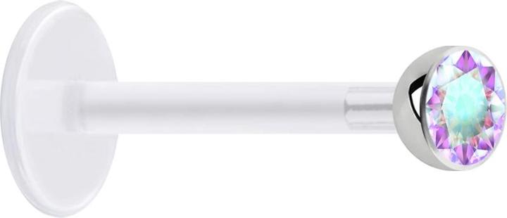 Produktbild Star Piercing Micro Labret transparent mit Kugel und Kristall multicolor (Bioflex, Chirurgenstahl 316L, ohne Messing)