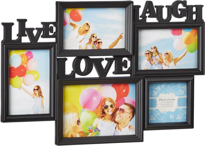 Immagine prodotto Relaxdays Portafoto multiplo Live Love Laugh (10 x 15 cm, 10 x 10 cm, 18 x 13 cm)