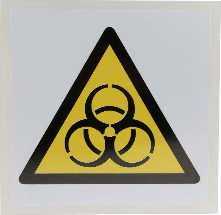 Rs Pro Etichetta di pericolo in vinile autoadesiva, Etichetta di pericolo biologico, 100 mm