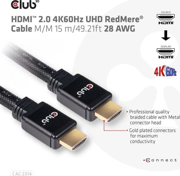 Actual product image Club 3D HDMI (Typ A) — HDMI (Typ A) (15 m, HDMI)