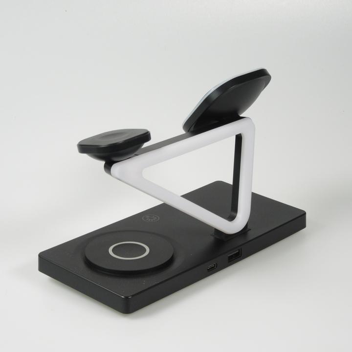 Actual product image PhoneLook Station de charge magnétique 5 en 1 Chargement sans fil 15W avec MagSafe Contrôle tactile Veilleuse (15 W)