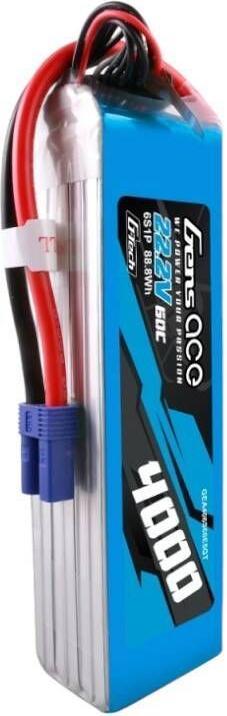 Actual product image Gens Ace G-Tech 4000mAh 22.2V 60C 6S1P Lipo Battery Pack with EC5 Plug (22.20 V, 4000 mAh)