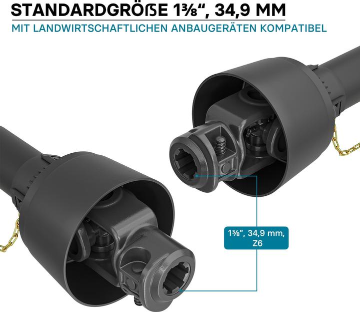 Produktbild Wiltec Zapfwelle T4 Gelenkwelle 520-675mm 460Nm 540U/min PTO-Shaft 40kW 1 3/8" 6 Zähne (Traktorzubehör)