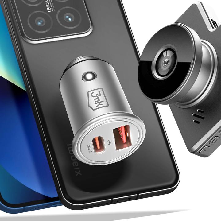 Produktbild 3MK Hyper Car Charger Type-C + USB ports QC 4.0 + PD 30W