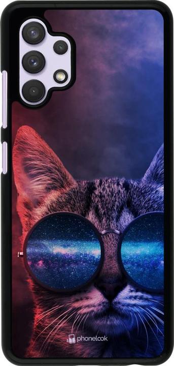 Actual product image PhoneLook Coque Red Blue Cat Glasses (Samsung Galaxy A32)