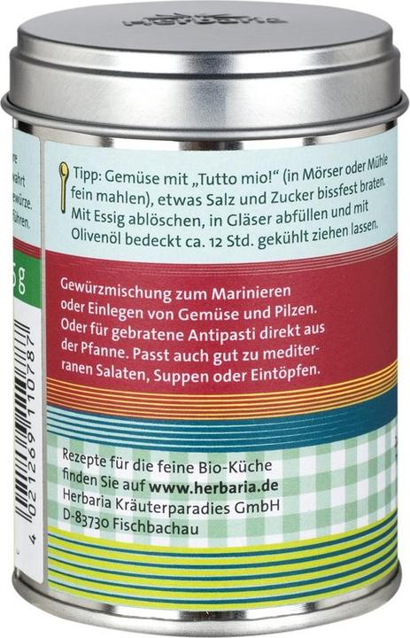Nährwerte und Zutaten Herbaria Tutto mio! bio (65 g)
