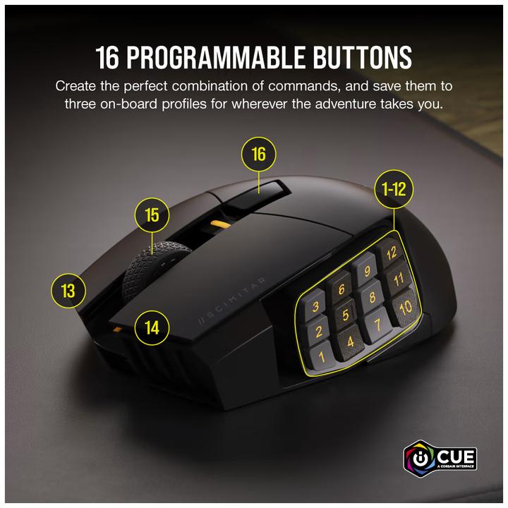 Productafbeelding Corsair Scimitar Elite Draadloze Gaming Muis RGB LED (Draadloze)