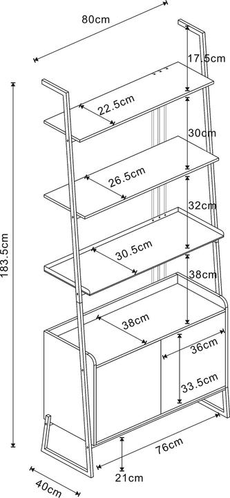 Nutritional values and ingredients En.Casa Storfjord 4-piece furniture set 1x desk, 3x ladder shelf
