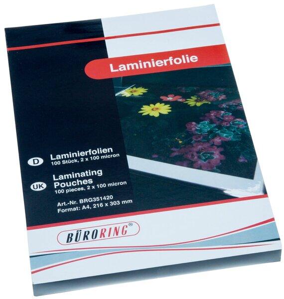 Immagine prodotto Büroring Laminierfolie, DIN A4, 100 Mikron, 100 Stück (A4, 100 Pezzo/i, 100 µm)