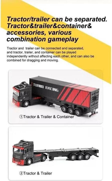 Produktbild Turbo Racing Lastwagen C50 mit Anhänger Weiss, 1:76, RTR (RTR Ready-to-Run)