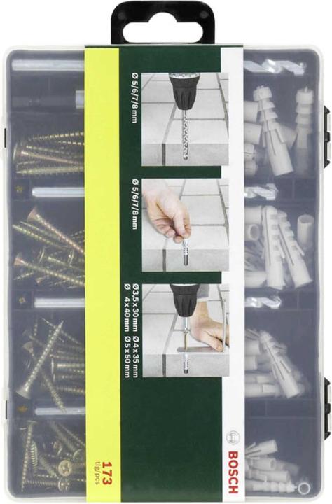 Actual product image Bosch Zubehör Fastening set 173 pieces, drill bits, dowels, screws, bits in sorting box (173 Screws per piece)