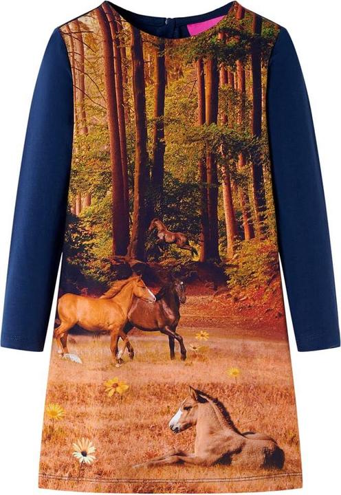 Actual product image VidaXL Children's dress with long sleeves navy blue 92,Material of the (92)