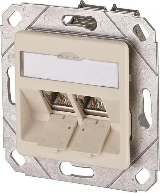 Actual product image Metz Connect BTR E-DAT modul flush-mounted socket 8/8(8) Cat.6 equipped with 2x module E-DAT modul RJ-45 tool...
