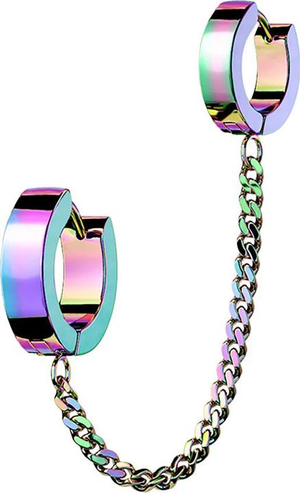 Star Piercing Ohrring zum Klappen farbig Kette mit Ohrring (ohne Messing, Chirurgenstahl 316L)
