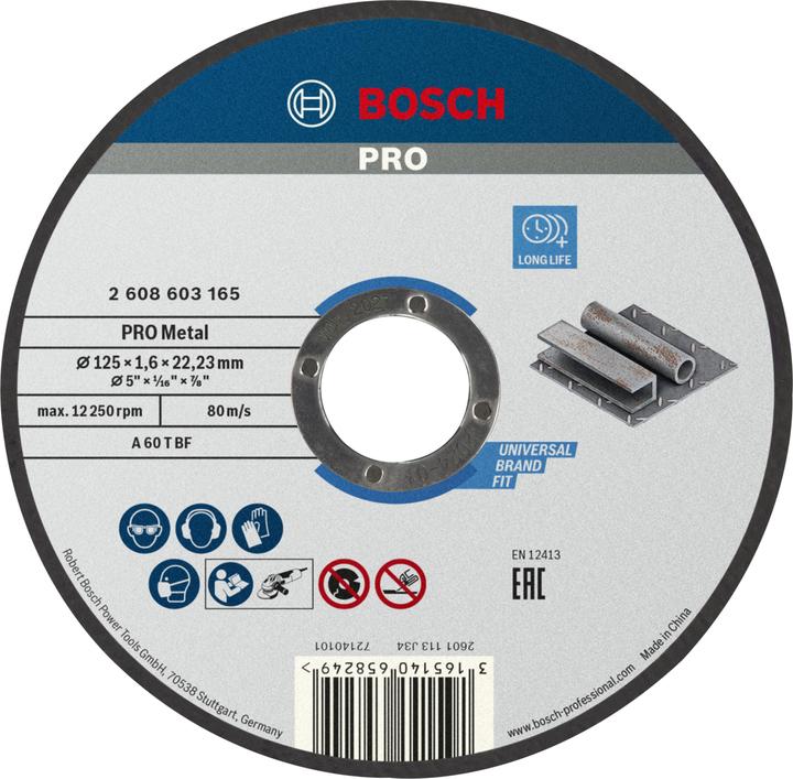 Bosch Professional Zubehör PRO Metal cutting disc, 125 x 1.6 x 22.23 mm
