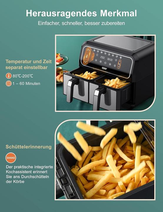 Actual product image Innsky Heissluftfritteuse Dual Zone