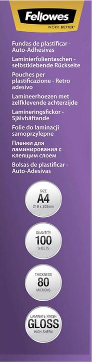 Actual product image Fellowes A4, 80 micron, self-adhesive (A4, 100 Piece, 80 µm)