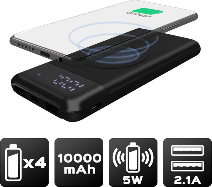 Immagine prodotto Akashi ALTPB8000WIRL 2x USB + porta USB-C e caricatore QI (10000 mAh)