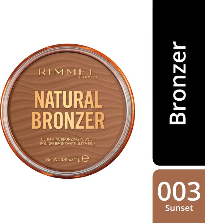 Image du produit Rimmel London Rimmel Natural Bronzer, 14 g, poudre, visage, Sunset, palette, bronzage (003 Coucher de soleil, Contour, 14 g)