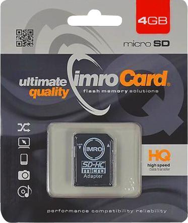 Productafbeelding IMRO Karta microSD 4GB adp 10C (4 GB, microSDHC, U1, UHS-I)