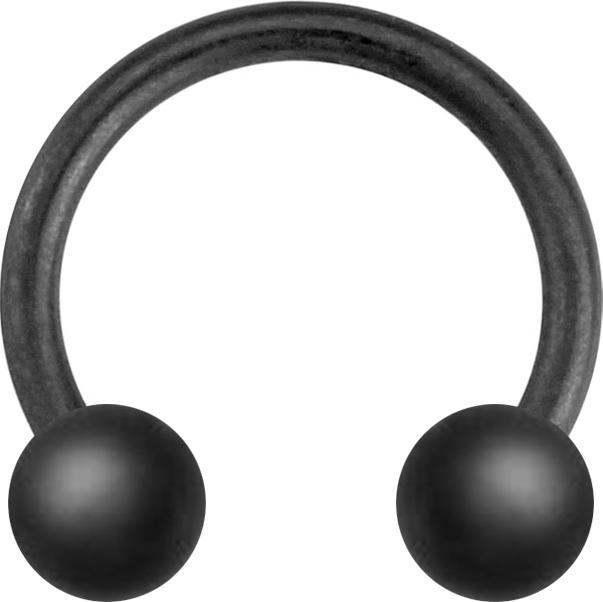 Produktbild Star Piercing Micro Circular Barbell schwarz matt mit zwei Kugeln (ohne Messing, Chirurgenstahl 316L)