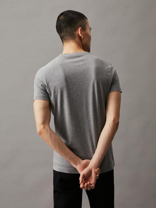 Actual product image Calvin Klein Jeans Jeans Mens T-shirt Short Sleeve Core Monologo Slim Fit, Grey (Mid Grey Heather), L (L)