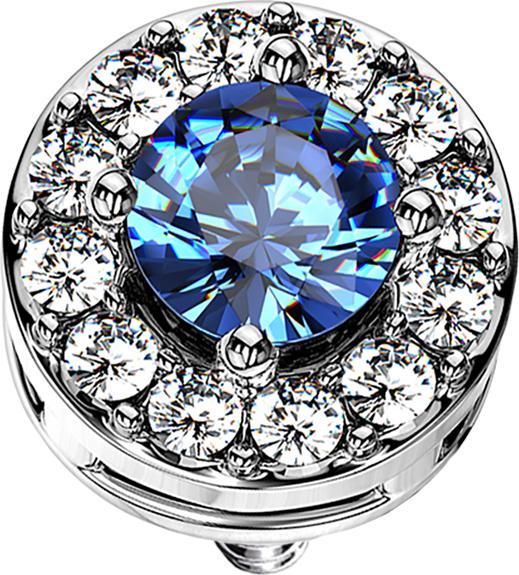 Immagine prodotto Star Piercing Ancora dermica cerchio in cristallo d'argento con grande cristallo blu (Acciaio chirurgico 316L, Ottone)