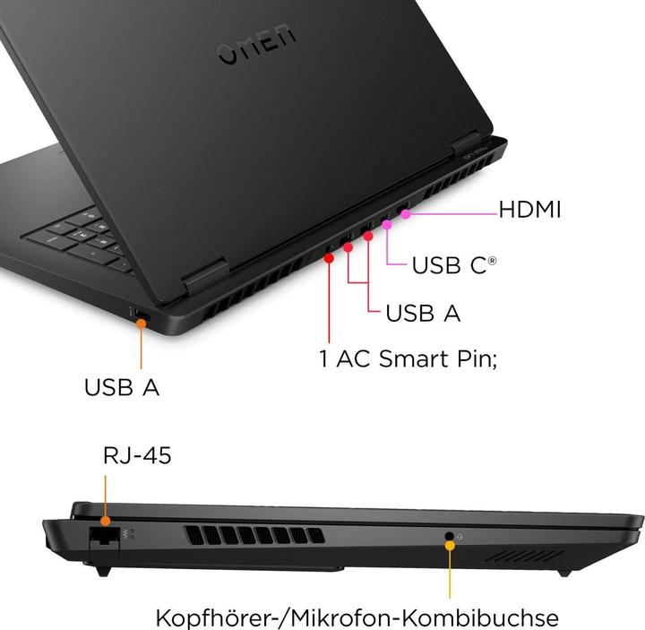Image du produit HP OMEN 17-db0180ng 17.3" FHD IPS 144Hz, AMD Ryzen 7 8845HS, 16GB RAM, 1TB SSD, RTX 4060, Windows 11 (17.30", AMD Ryzen 7 8845HS, 16 Go, 1000 Go, DE)