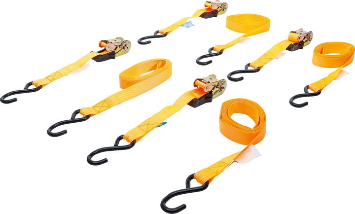 Produktbild BGS Knarren-Spannband-Satz mit schweren Haken 5 m x 25 mm 4-tlg.