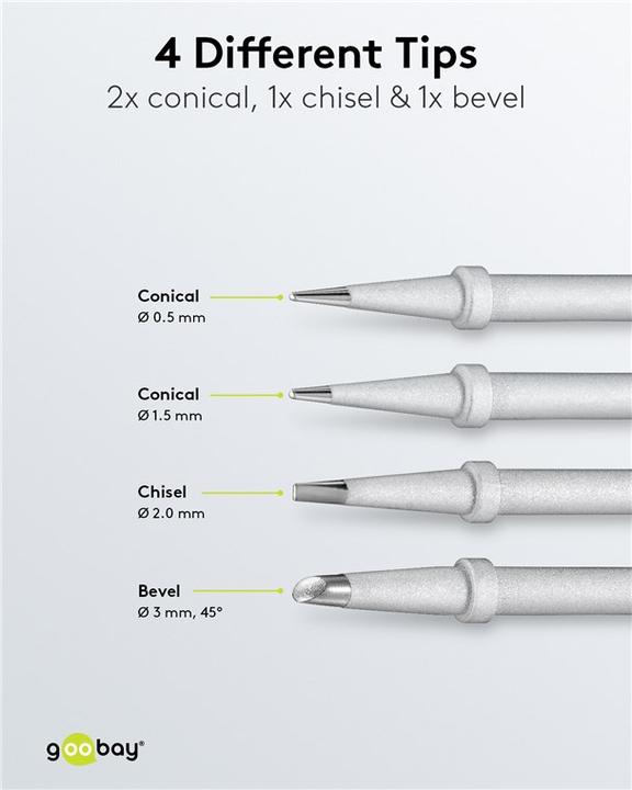 Actual product image Goobay Spare soldering tip set for soldering station AP 2, 4 different types (Soldering tip)