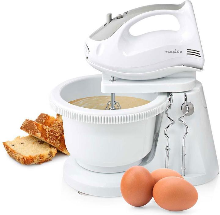 Image du produit Nedis Mixeur à main 200 W 5 vitesses Fonction turbo Turning Bowl / 2 crochets pétrisseurs / 2 fouets (200 W)