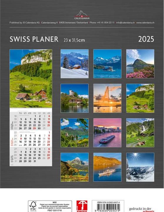 Actual product image Swiss Planner 2025 (23 x 31.5 cm, No binding, German, French, Italian, English)