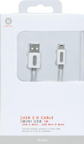 Immagine prodotto Icidu Cavo USB 2.0 A-Bm 1m Bianco Cavo USB A Mini-USB B Bianco (1 m, USB 2.0)