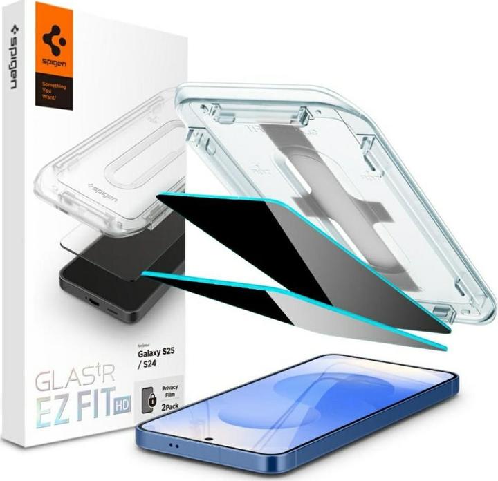 Actual product image Spigen Glass tR EZ Fit HD (Privacy) 2 Pack - Samsung Galaxy S25/S24 (2 Piece, Samsung Galaxy S25, Samsung Galaxy S24)