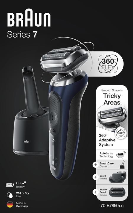 Image du produit Braun Series 7 70-B7850cc Rasoir pour hommes, rasoir électrique avec réglage à 360°, tondeuse à barbe,...