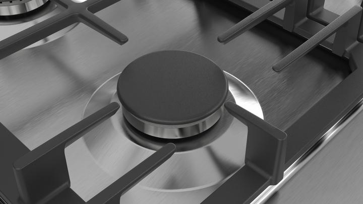Actual product image Bosch Hausgeräte Series 6 PCH6A5B90 Hob, Stainless Steel Integrated Gas Hob 4 Zone(s)