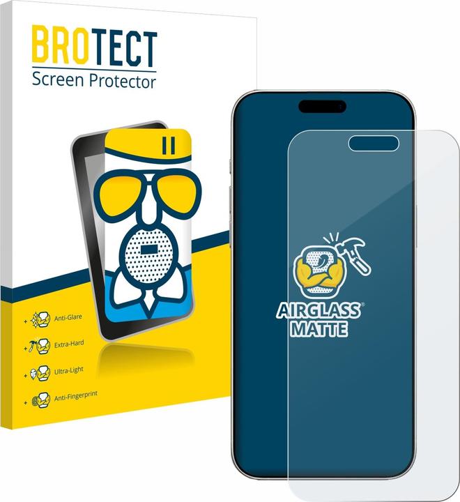Actual product image BROTECT Protective glass Protective film glass Film screen protector matt (1 Piece, Apple iPhone 16 Pro)
