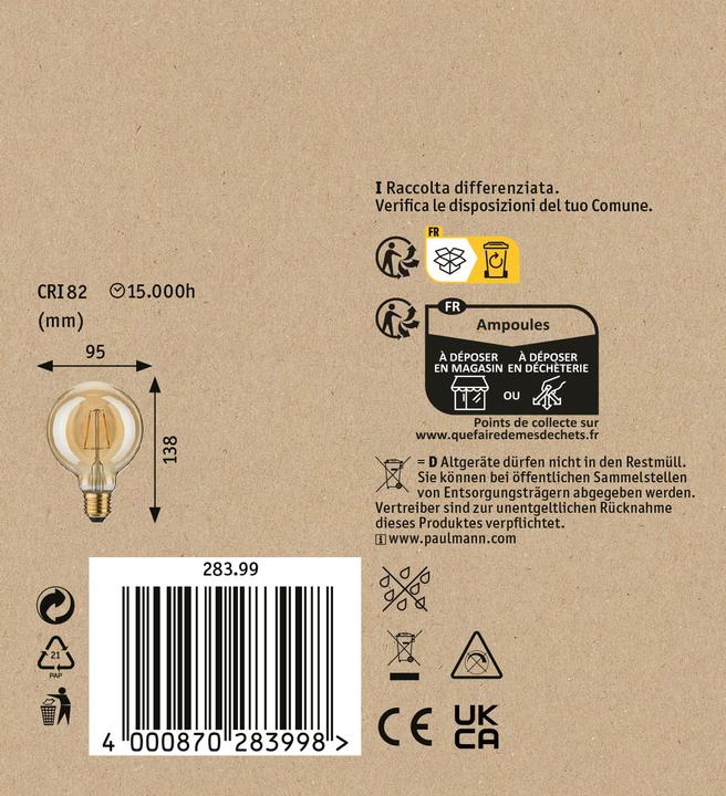 Actual product image Paulmann Globe Vintage (E27, 2.50 W, 170 lm, 1 x)